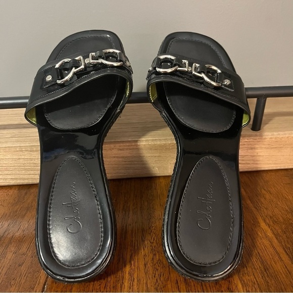 Cole Haan Nike air sandals/slides women size 7 black patent leather. - Picture 3 of 10